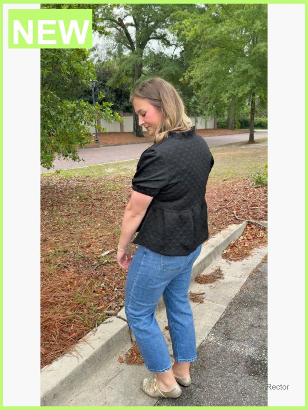 Womens Peplum Puff Sleeve Top V Neck Ruffle Blouse Dressy Casual Textured - Picture 7 of 7